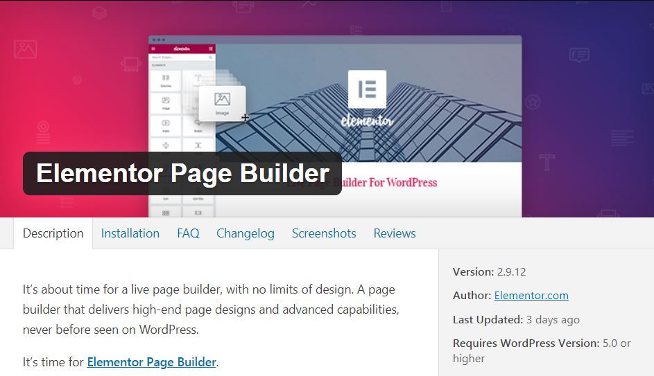 elementor wordpress plugin