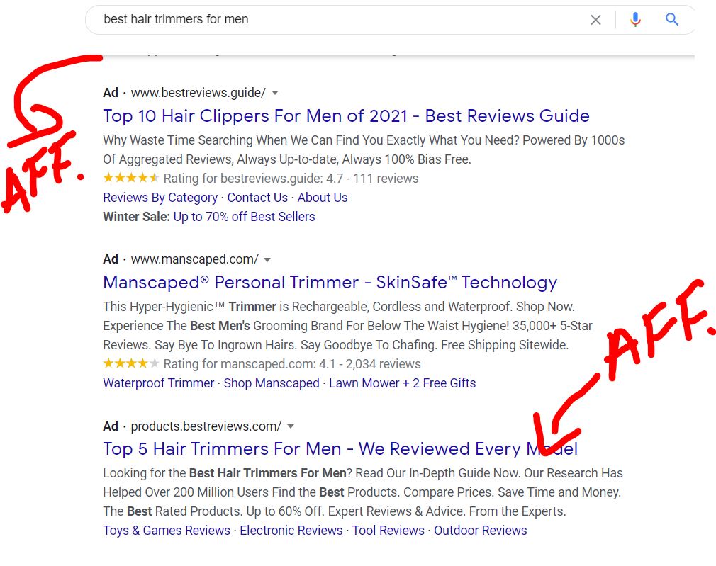 Affiliate Marketing Websites on Google Ads