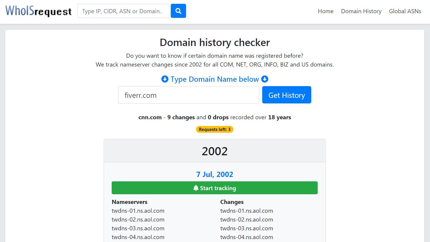domain history