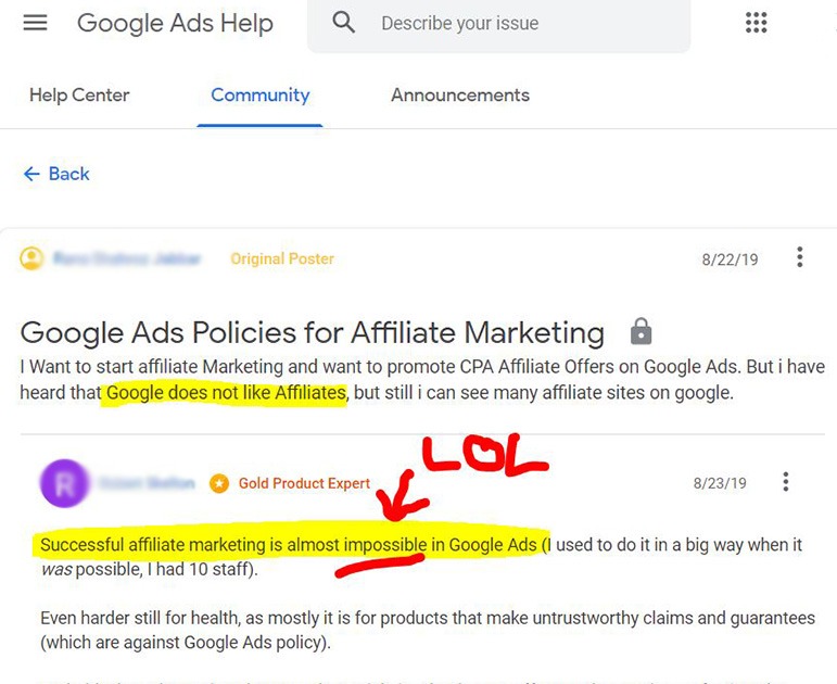 Google Ads vs Affiliates