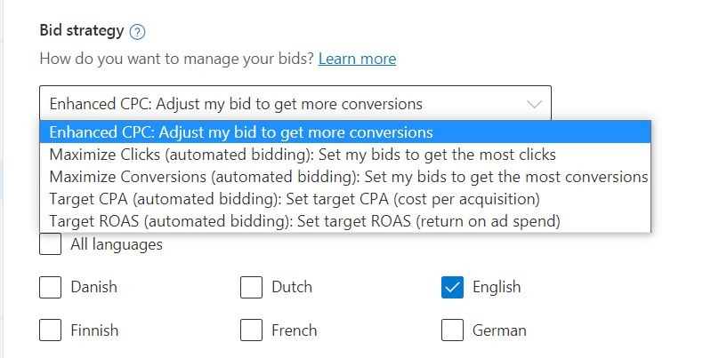 Bid strategies