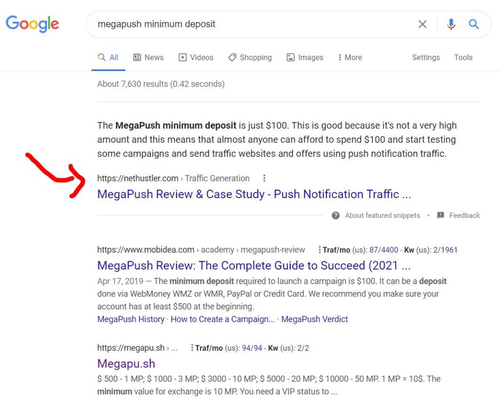 definition featured snippet