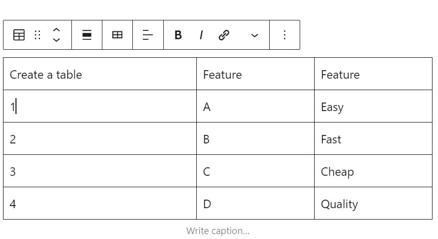 Insert tables into your content