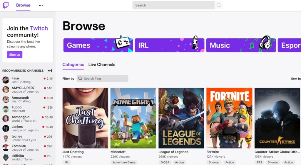 Twitch - best YouTube alternative for gaming channels