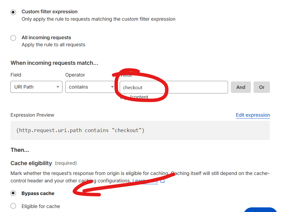 Cloudflare caching rule